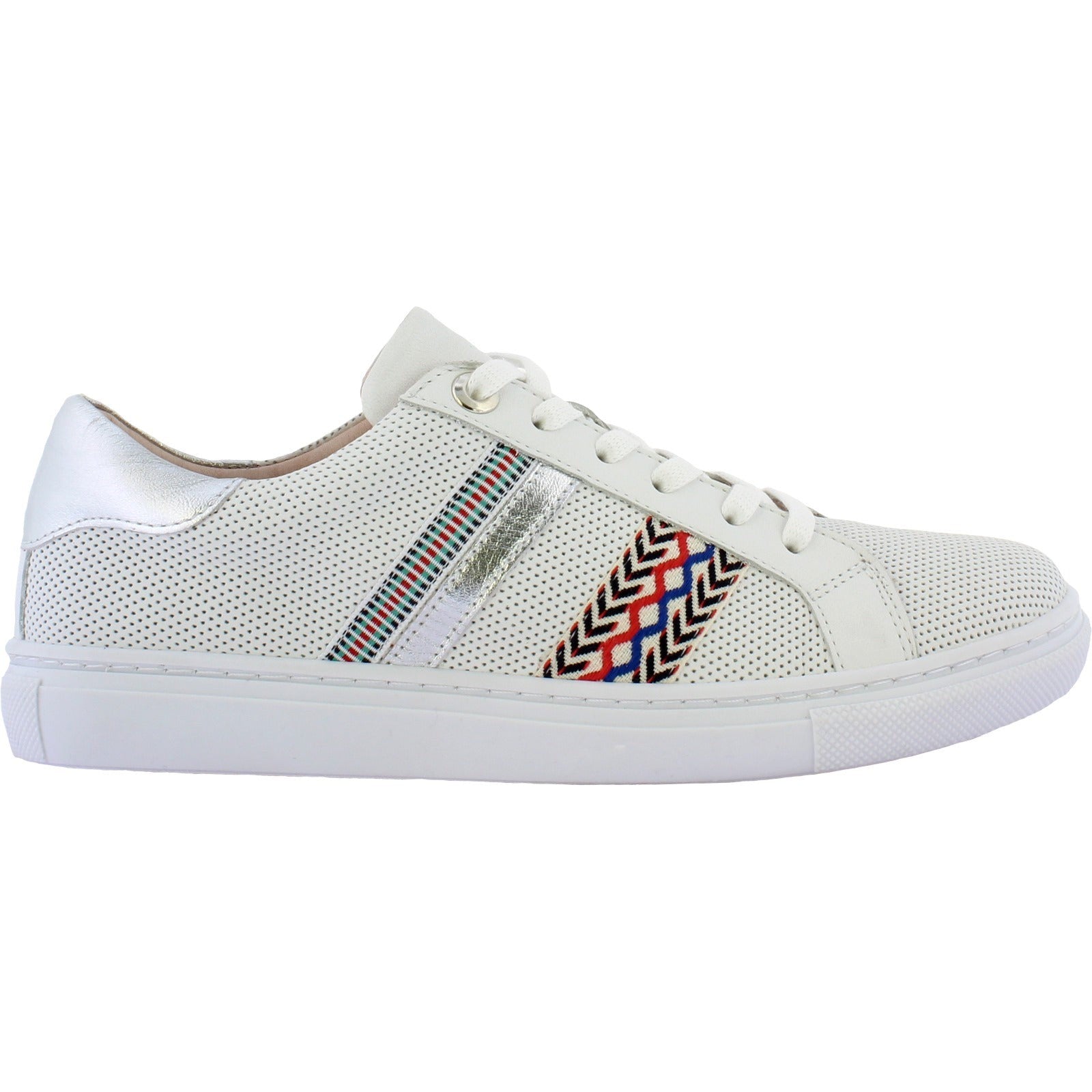 Adesso Sasha Ladies White A6526 Leather Lace Up Trainers-elevate your sole