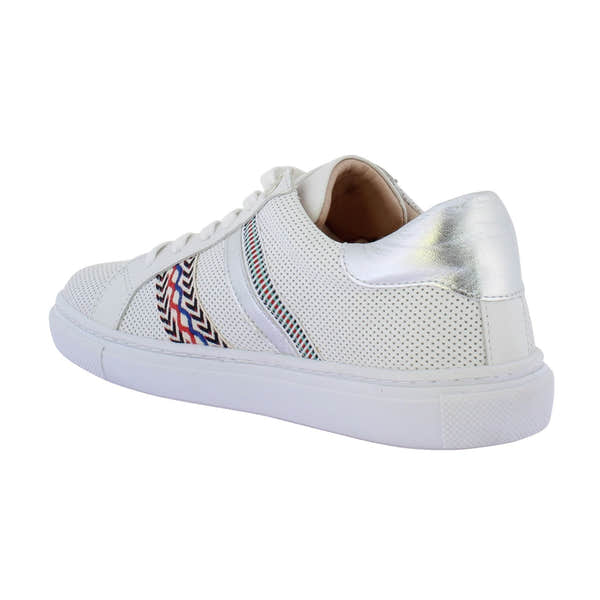 Adesso Sasha Ladies White A6526 Leather Lace Up Trainers-elevate your sole