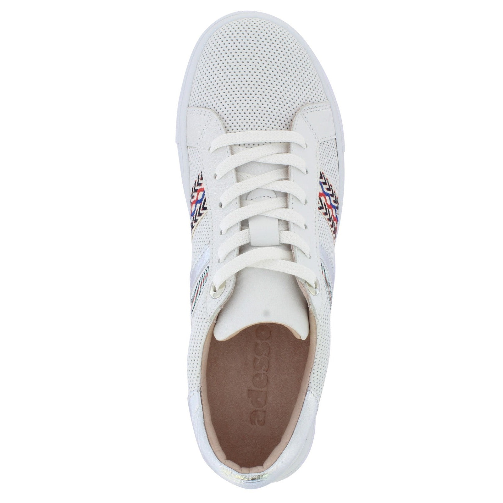 Adesso Sasha Ladies White A6526 Leather Lace Up Trainers-elevate your sole
