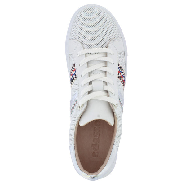 Adesso Sasha Ladies White A6526 Leather Lace Up Trainers-elevate your sole
