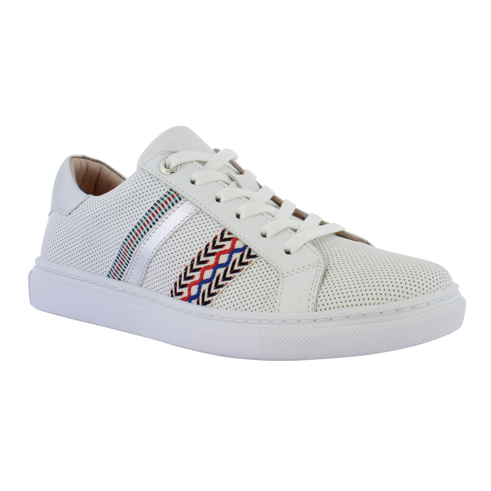 Adesso Sasha Ladies White A6526 Leather Lace Up Trainers-elevate your sole