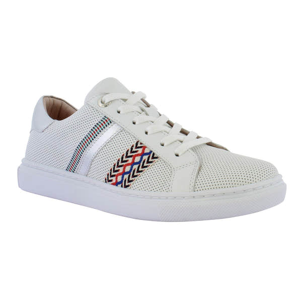 Adesso Sasha Ladies White A6526 Leather Lace Up Trainers-elevate your sole