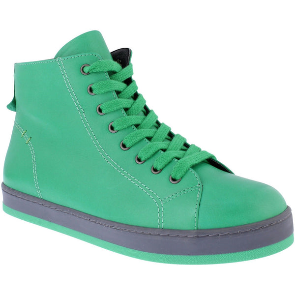 Adesso Yankee Ladies Emerald Green Leather Zip & Lace Ankle Boots-elevate your sole