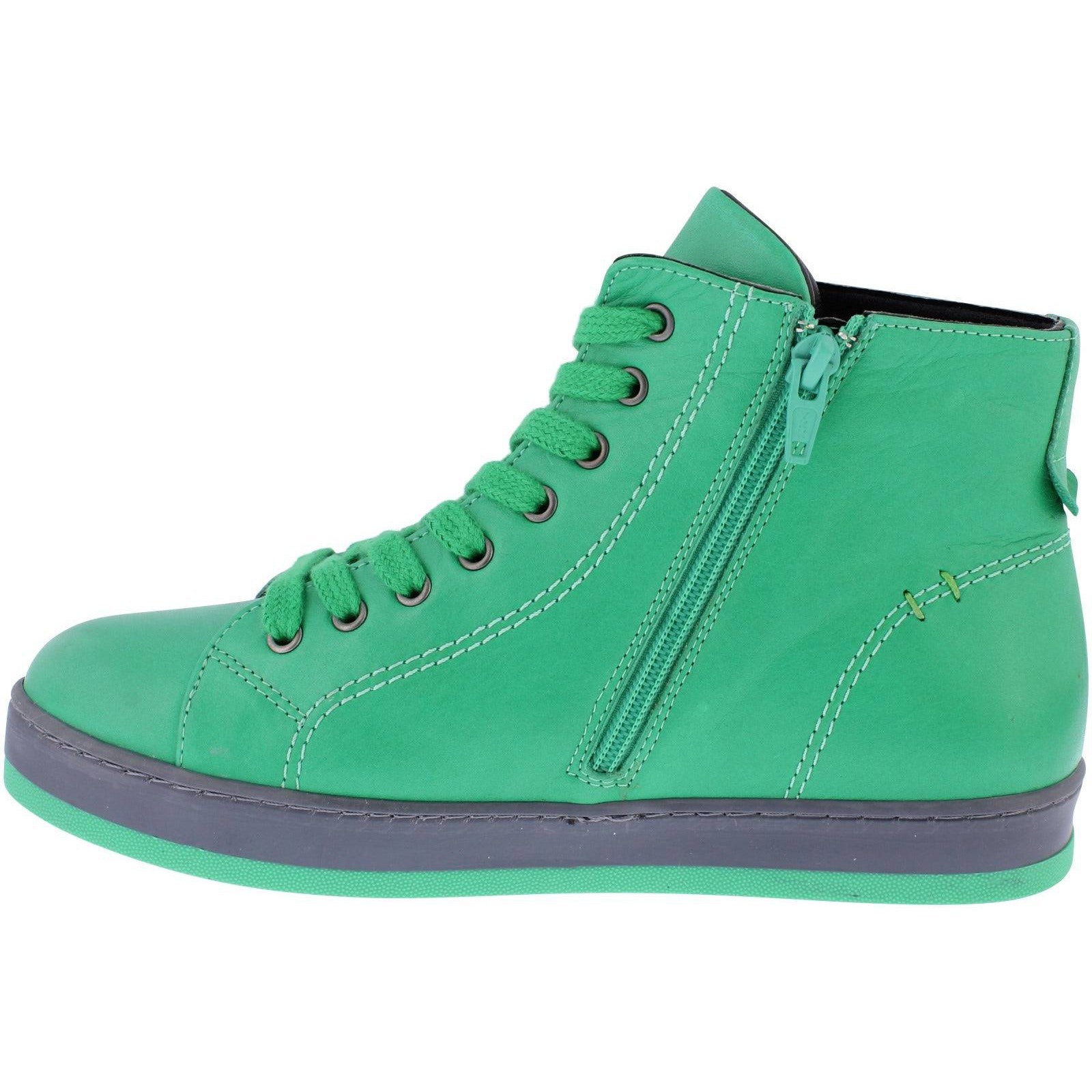 Adesso Yankee Ladies Emerald Green Leather Zip & Lace Ankle Boots-elevate your sole