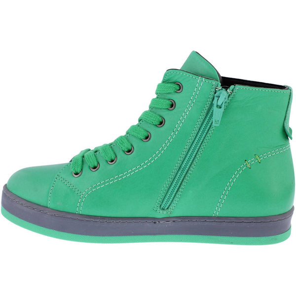 Adesso Yankee Ladies Emerald Green Leather Zip & Lace Ankle Boots-elevate your sole