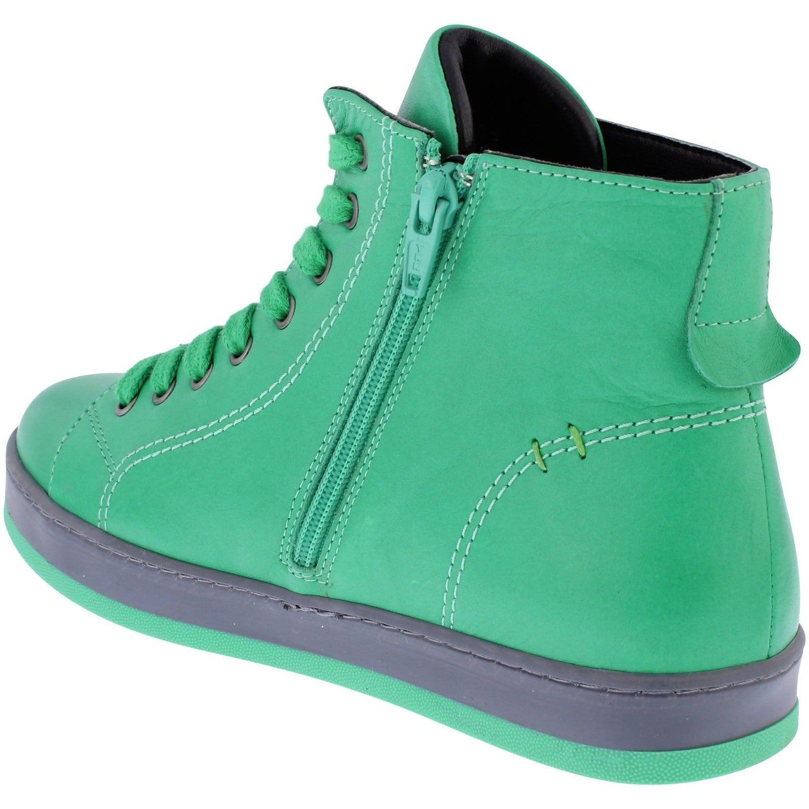 Adesso Yankee Ladies Emerald Green Leather Zip & Lace Ankle Boots-elevate your sole