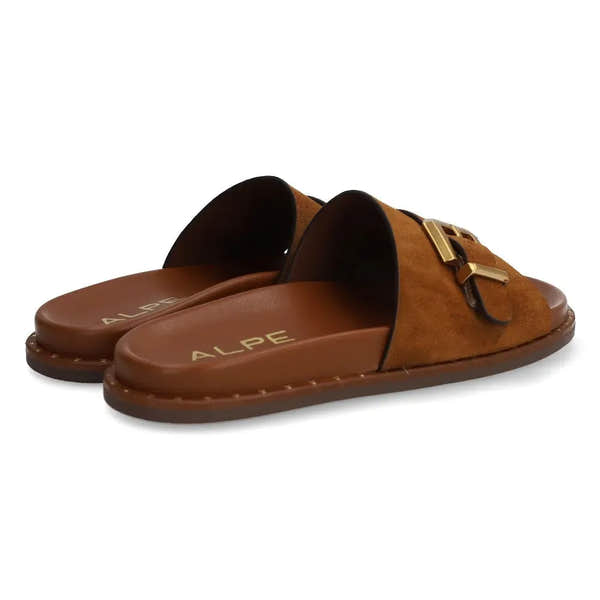 Alpe 5577 11-BABY SILK Ladies Spanish Brown Leather Slider Sandals