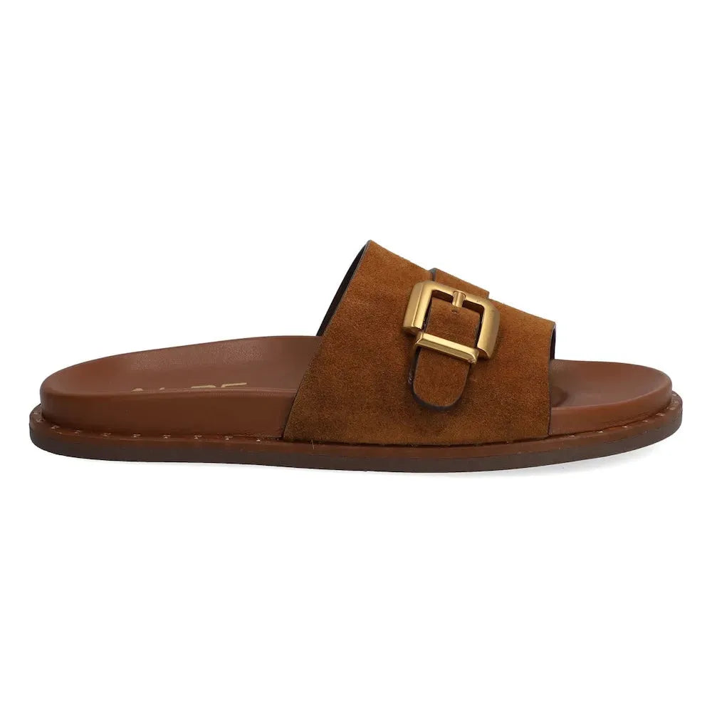 Alpe 5577 11-BABY SILK Ladies Spanish Brown Leather Slider Sandals