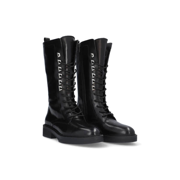 Alpe Katy 27001705 Ladies Spanish Black Leather Slip On Mid-Calf Boots-elevate your sole