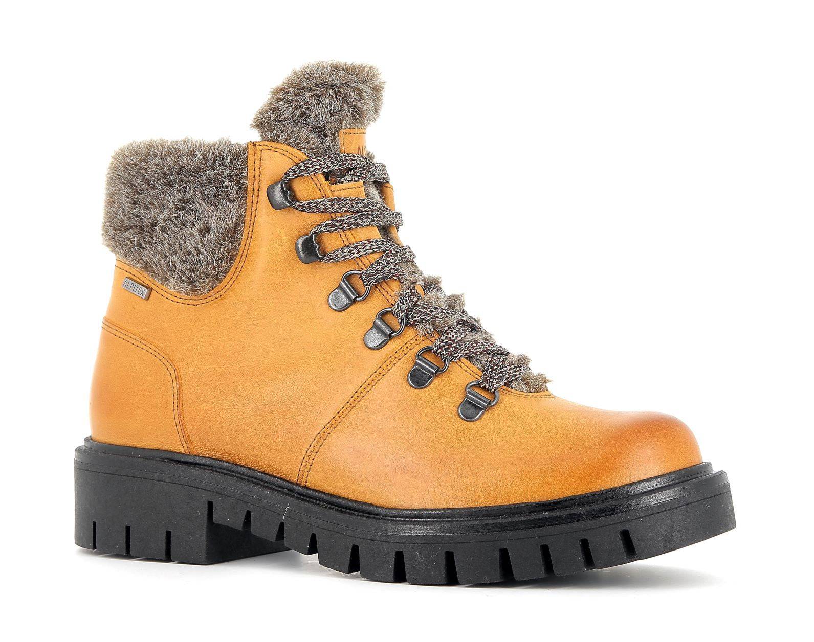 Alpina Amica 7L22-2 Mustard Yellow Wool Lined Water Resistant Lace Up Walking Boots-elevate your sole