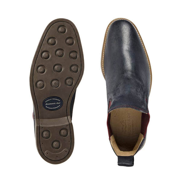 Anatomic Cardoso Mens Navy Leather Pull On Ankle Boots-elevate your sole