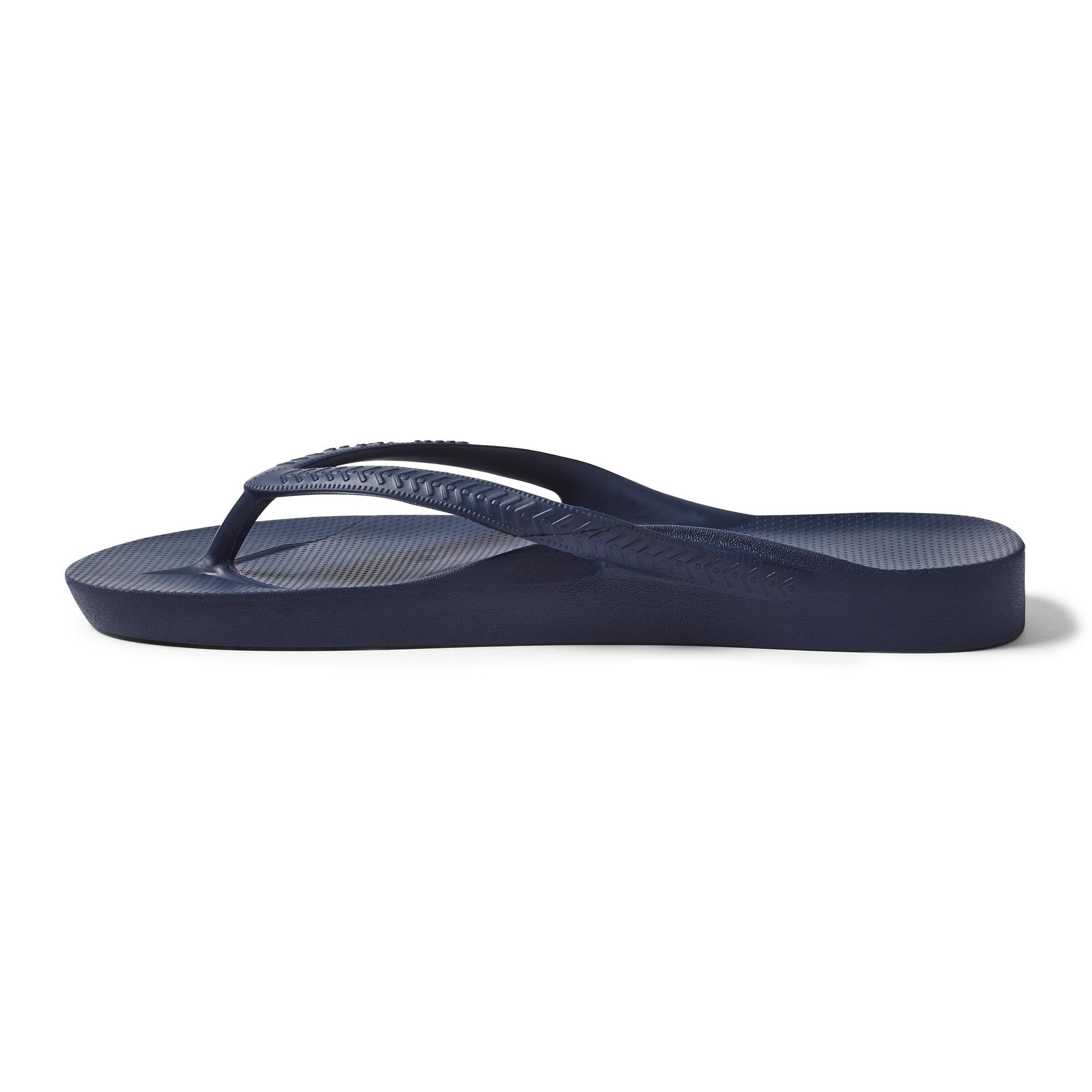 Navy waterproof unisex Archies Fit Flops classic slip-on sandals with arch support and textured footbed.