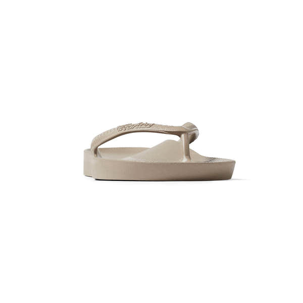Unisex taupe waterproof slip-on sandals with arch support, Giide Flops Classic style, perfect for casual wear.