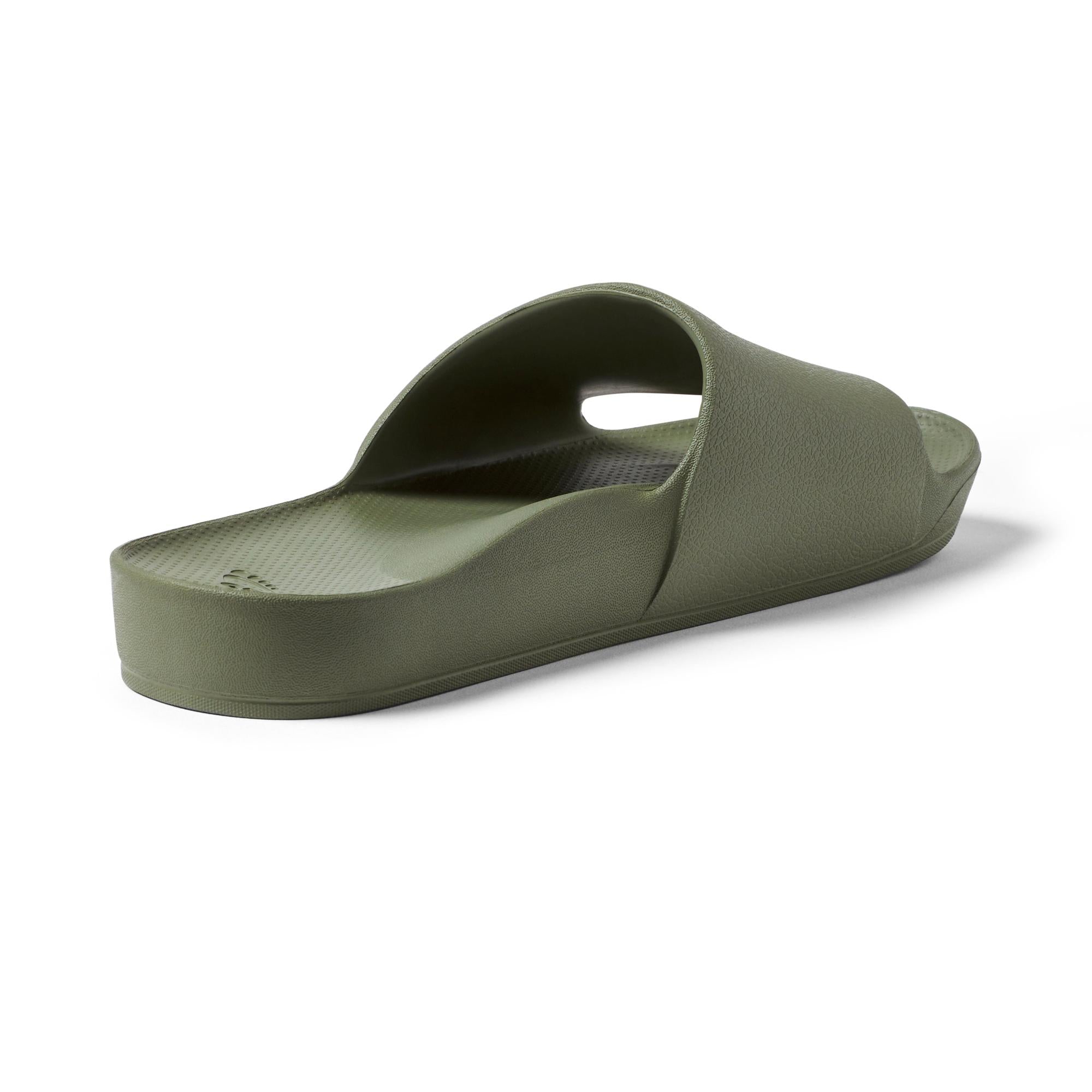 Olive waterproof Archies unisex slip-on slide sandal with arch support, ergonomic footbed, and casual design.