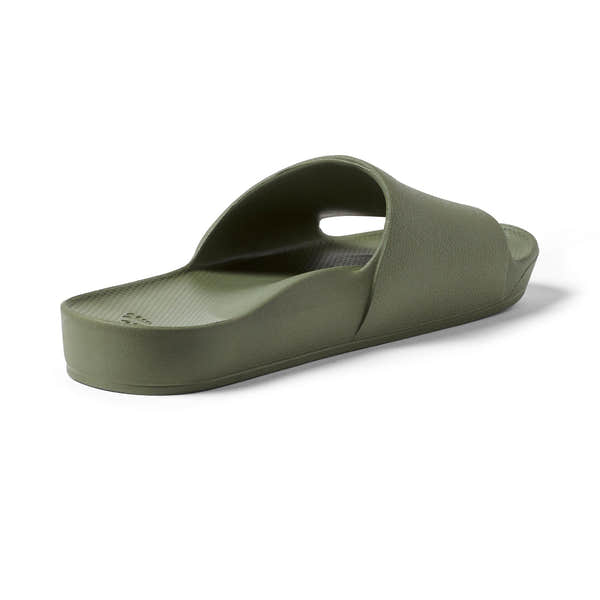 Olive waterproof Archies unisex slip-on slide sandal with arch support, ergonomic footbed, and casual design.