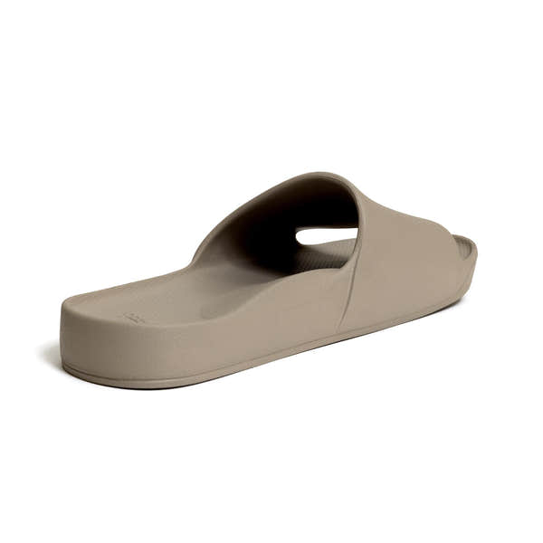 Archies unisex taupe waterproof arch support slide sandals with cushioned footbed and open toe design.