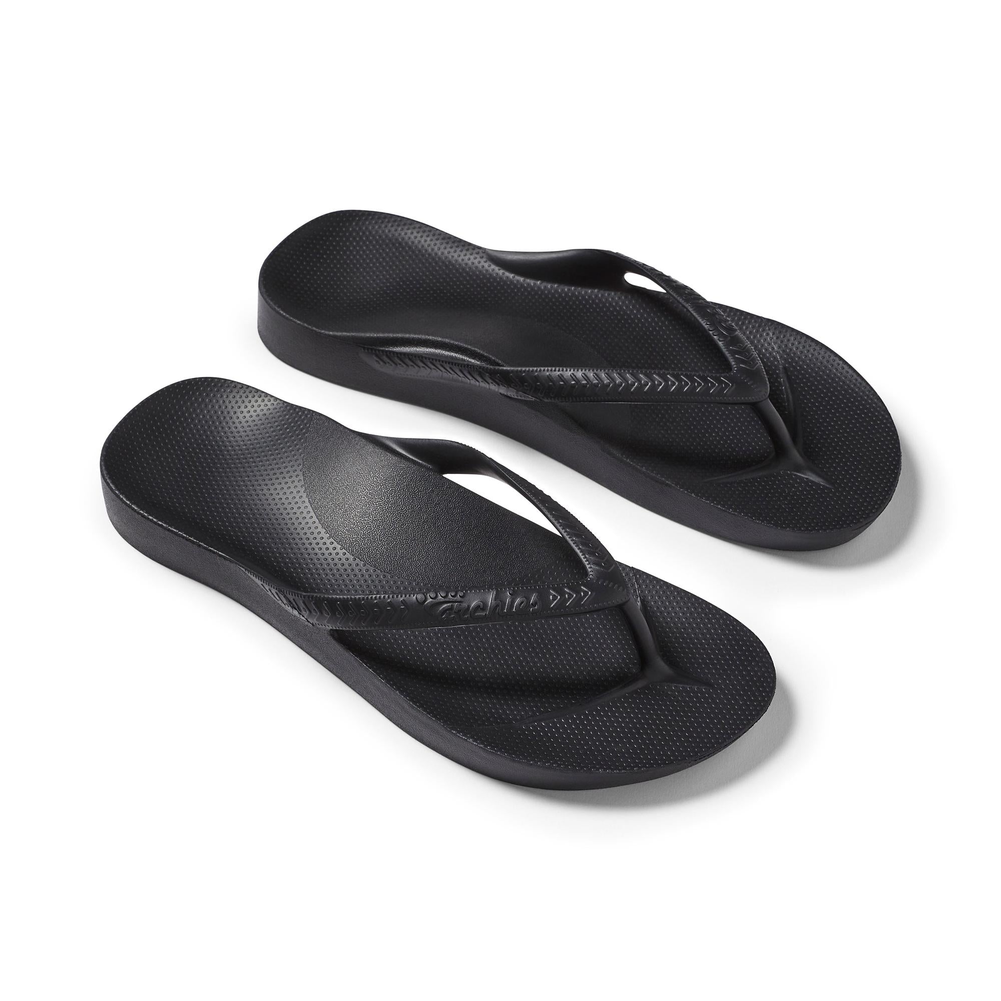 Archies Arch Support Fit Flops Classic Unisex Black Waterproof Arch Support Slip On Sandals