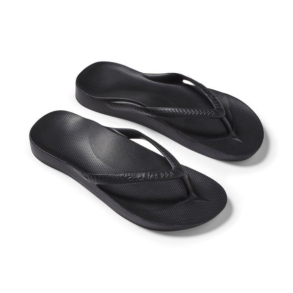 Archies Arch Support Fit Flops Classic Unisex Black Waterproof Arch Support Slip On Sandals