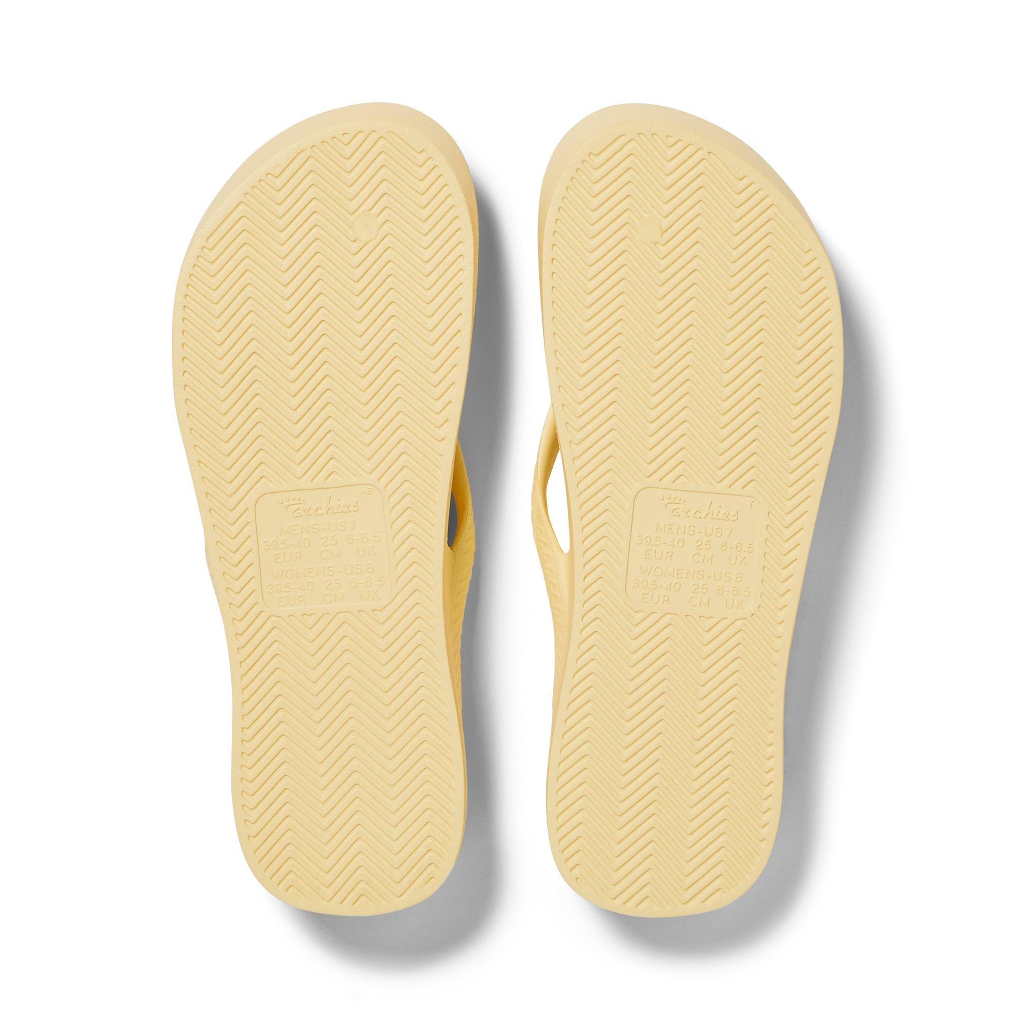 Archies Arch Support Fit Flops Classic Unisex Lemon Waterproof Arch Support Slip On Sandals