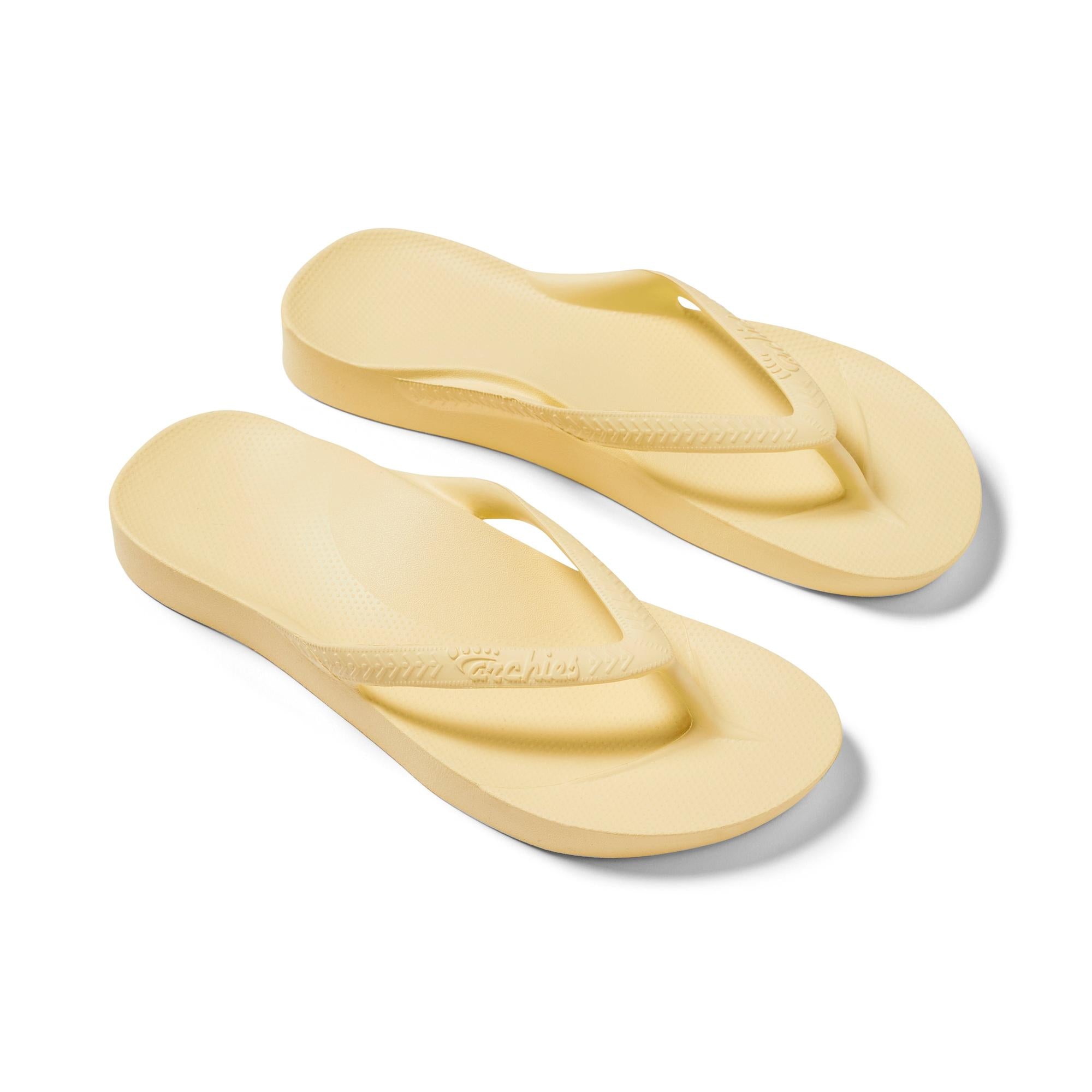 Archies Arch Support Fit Flops Classic Unisex Lemon Waterproof Arch Support Slip On Sandals