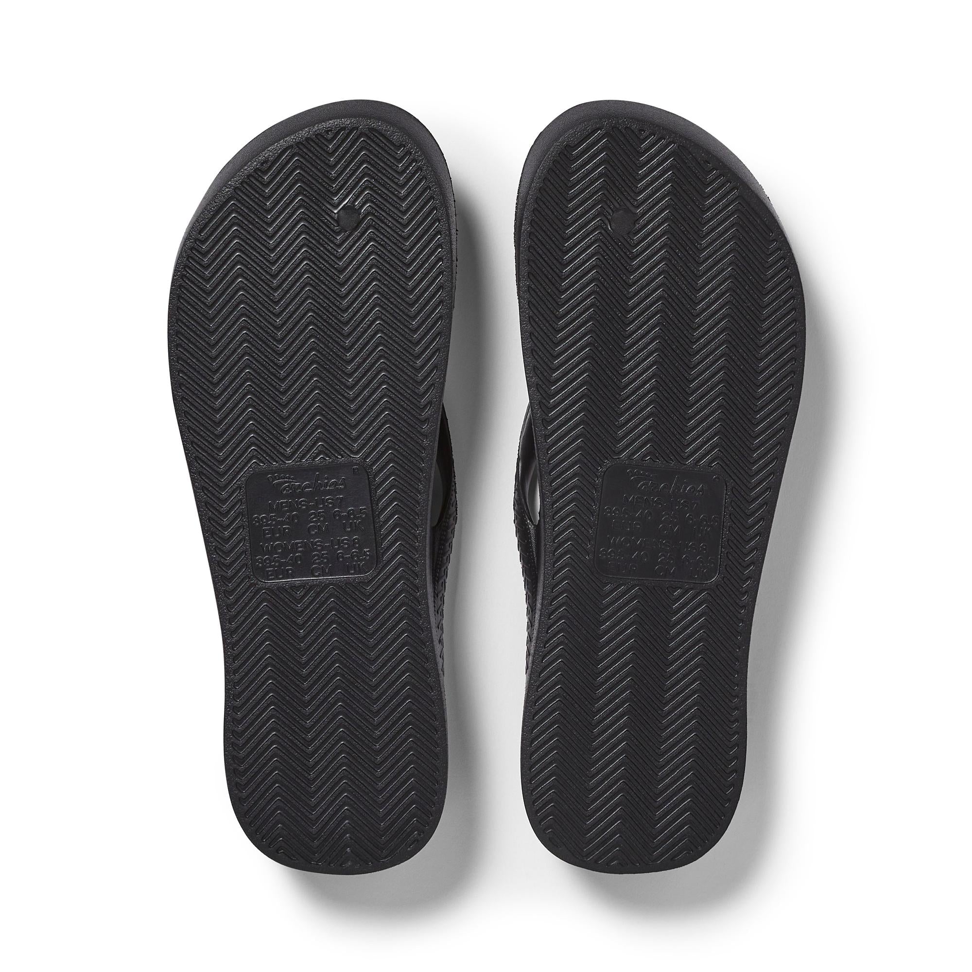 Archies Arch Support Fit Flops Classic Unisex Black Waterproof Arch Support Slip On Sandals