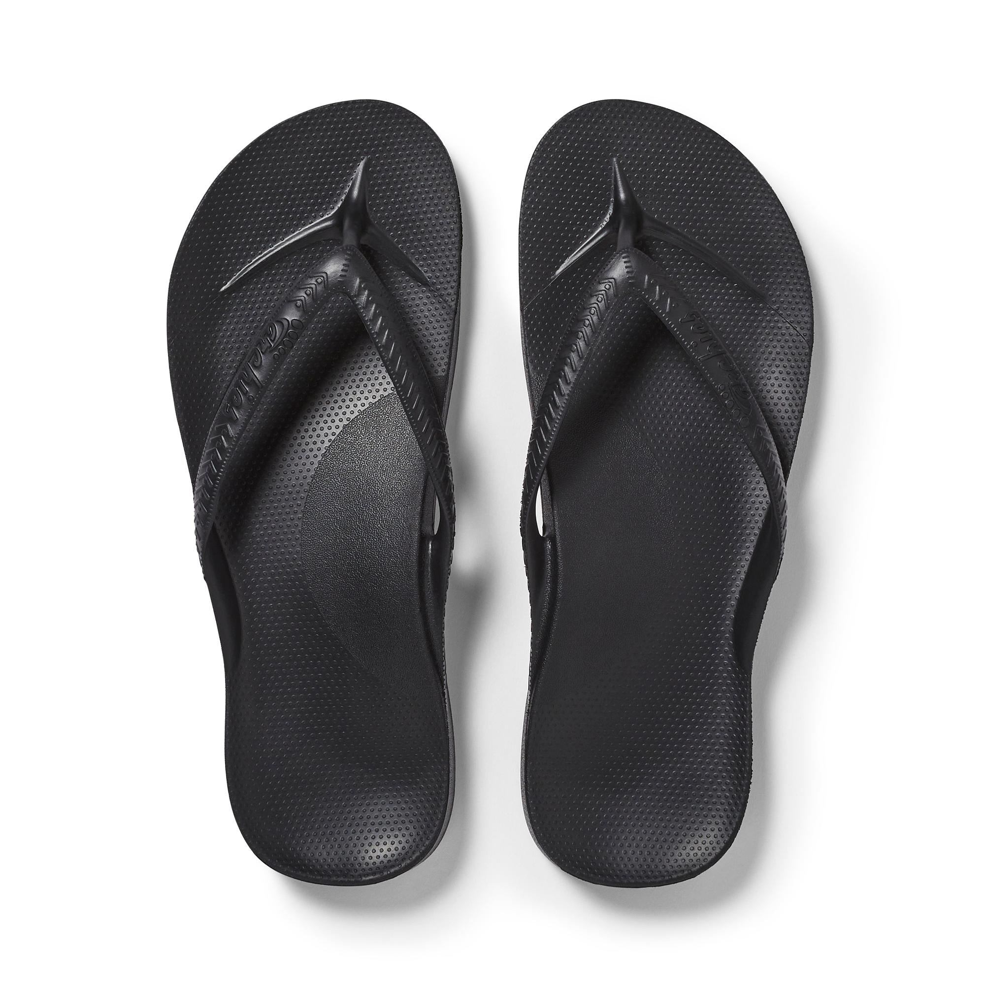 Archies Arch Support Fit Flops Classic Unisex Black Waterproof Arch Support Slip On Sandals