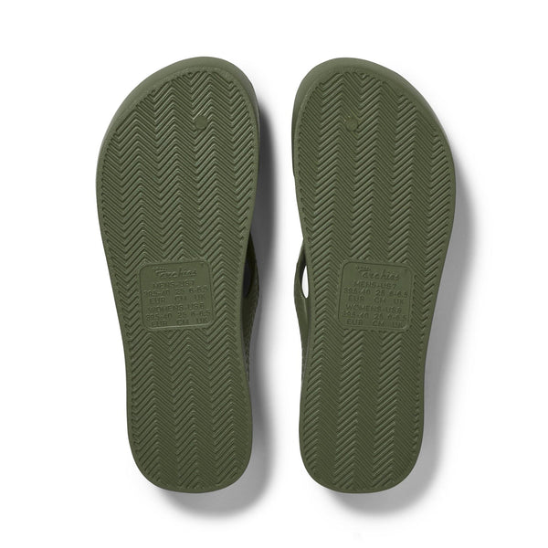 Archies Arch Support Fit Flops Classic Unisex Olive Waterproof Arch Support Slip On Sandals