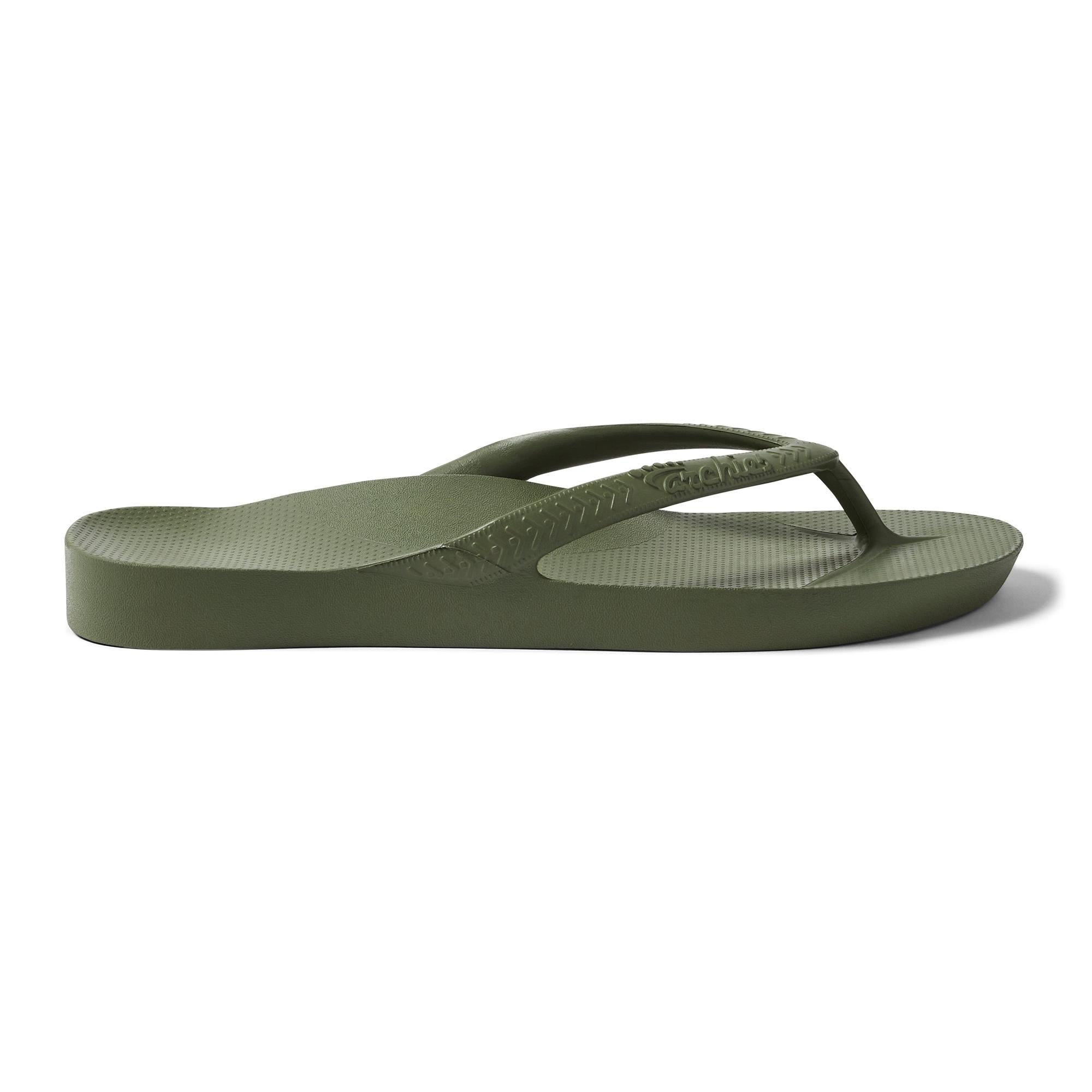 Archies Arch Support Fit Flops Classic Unisex Olive Waterproof Arch Support Slip On Sandals