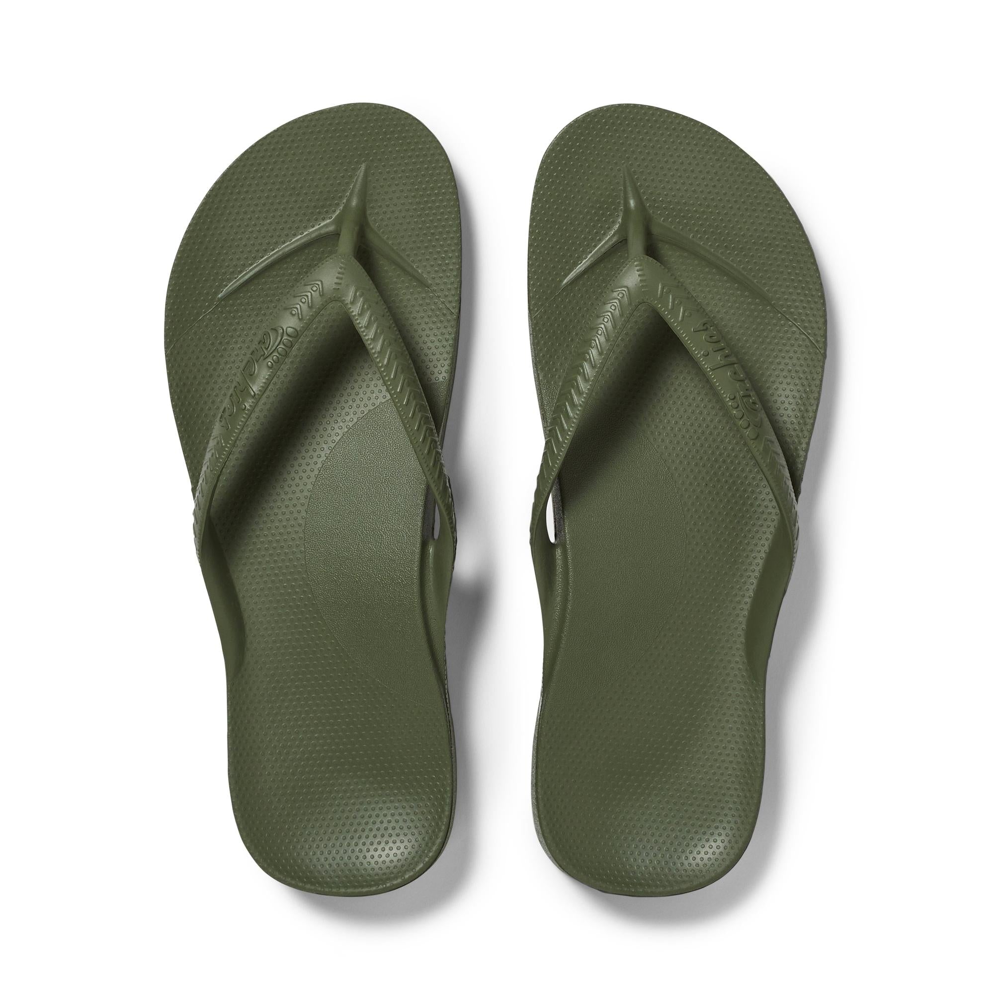 Archies Arch Support Fit Flops Classic Unisex Olive Waterproof Arch Support Slip On Sandals