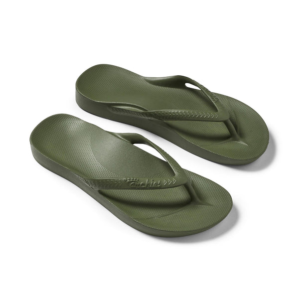 Archies Arch Support Fit Flops Classic Unisex Olive Waterproof Arch Support Slip On Sandals