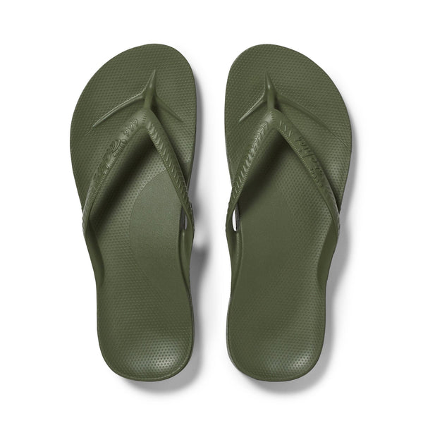 Archies Arch Support Fit Flops Classic Unisex Olive Waterproof Arch Support Slip On Sandals