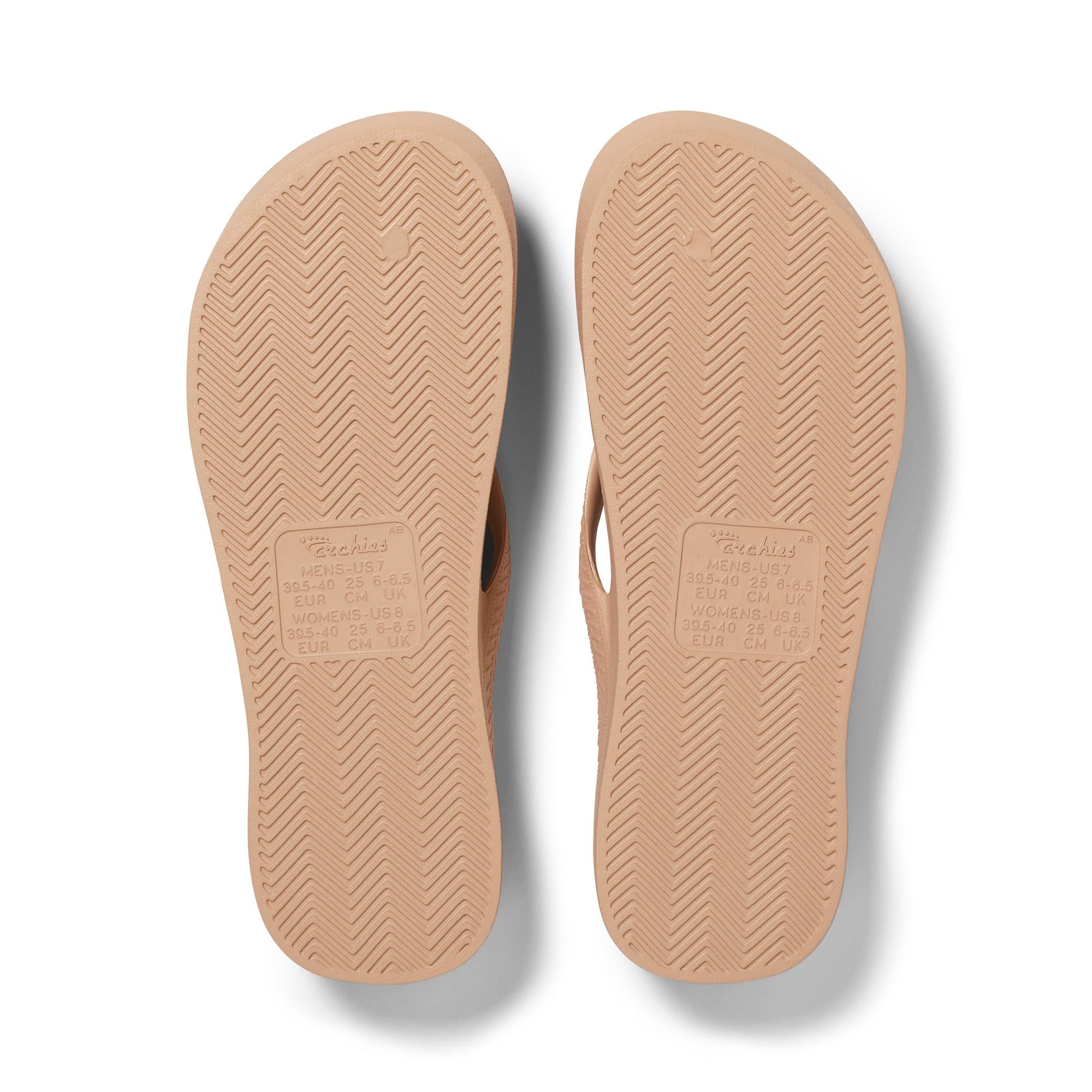 Archies Arch Support Fit Flops Classic Unisex Tan Waterproof Arch Support Slip On Sandals