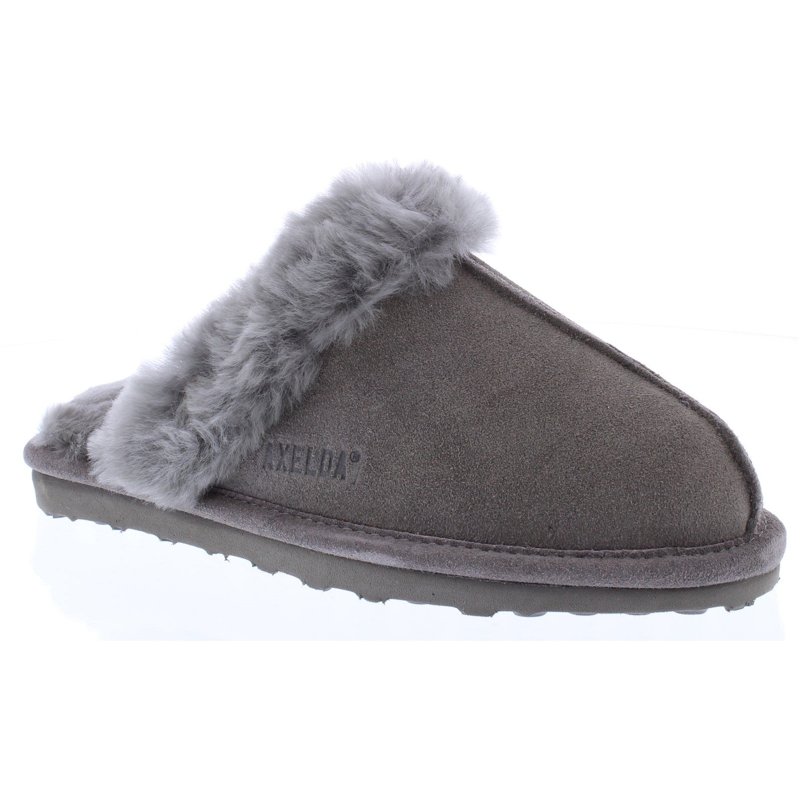 Axelda Nancy Ladies Light Grey Suede Slip On Slippers-elevate your sole