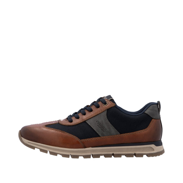 Rieker B0507-24 Mens Brown Leather Zip & Lace Trainers