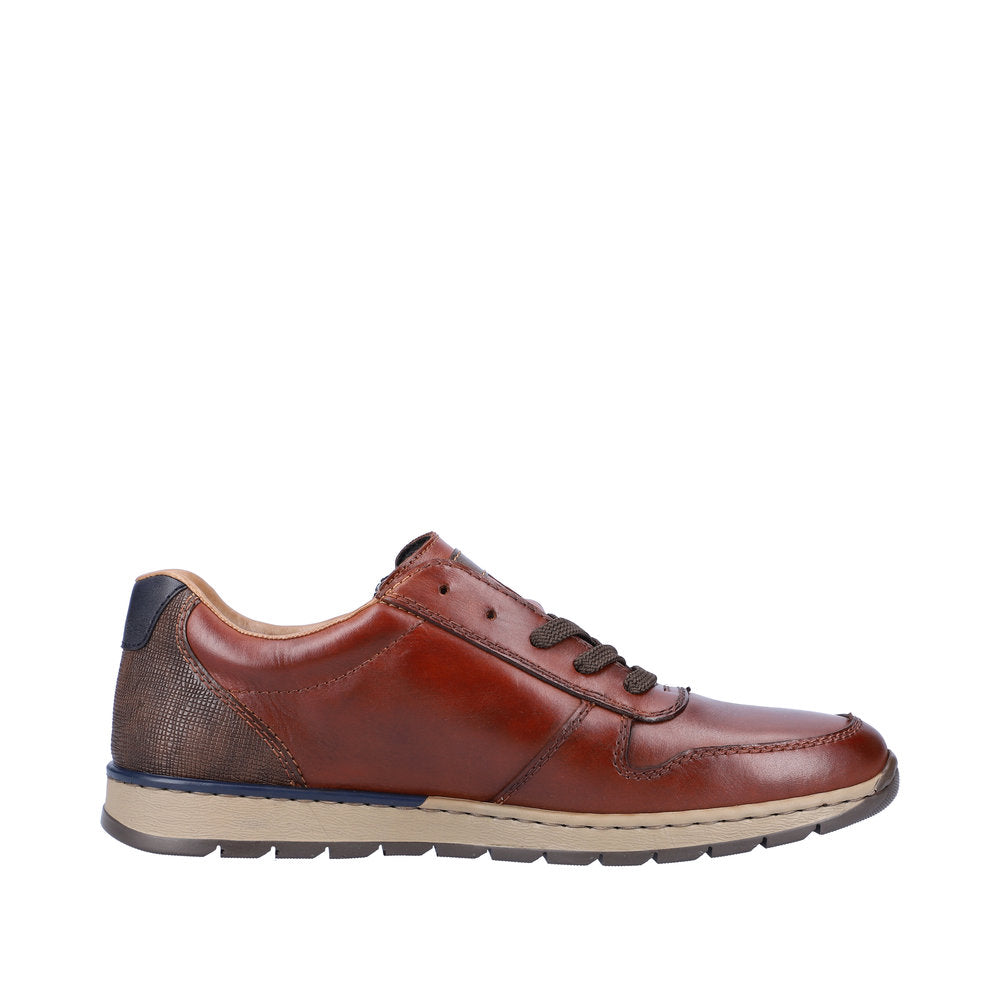 Rieker B2112-25 Mens Brown Leather Zip & Lace Shoes