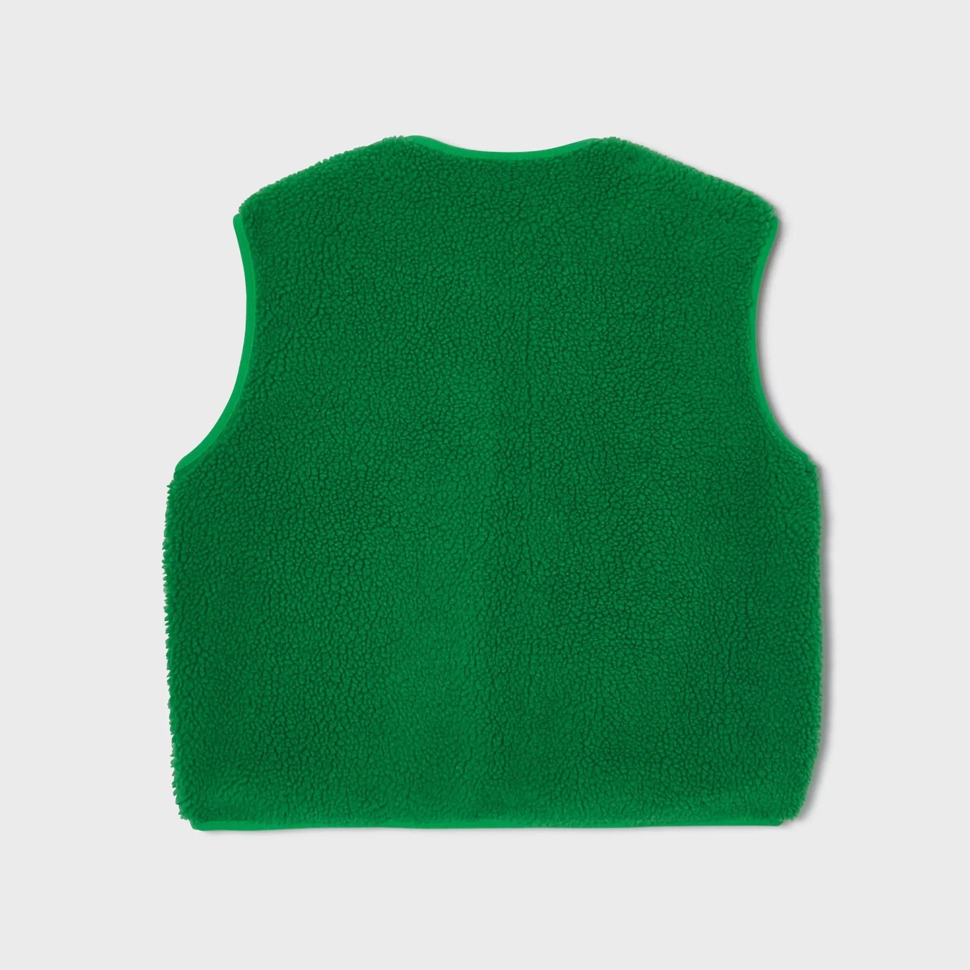 Green Billy Belt Ladies Sleeveless Sherpa Zip Jacket with textured fleece fabric.