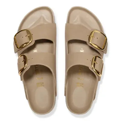 Birkenstock Arizona Oiled Leather Buckle Sandals for Women, Narrow Tobacco Brown, arch support, dual buckle straps.