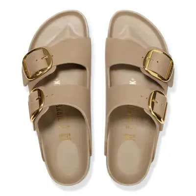 Birkenstock Arizona Oiled Leather Buckle Sandals for Women, Narrow Tobacco Brown, arch support, dual buckle straps.