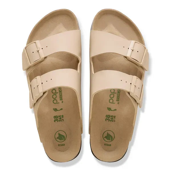 Birkenstock Arizona Flex Platform women's narrow sandals with buckles, arch support, and vegan material.