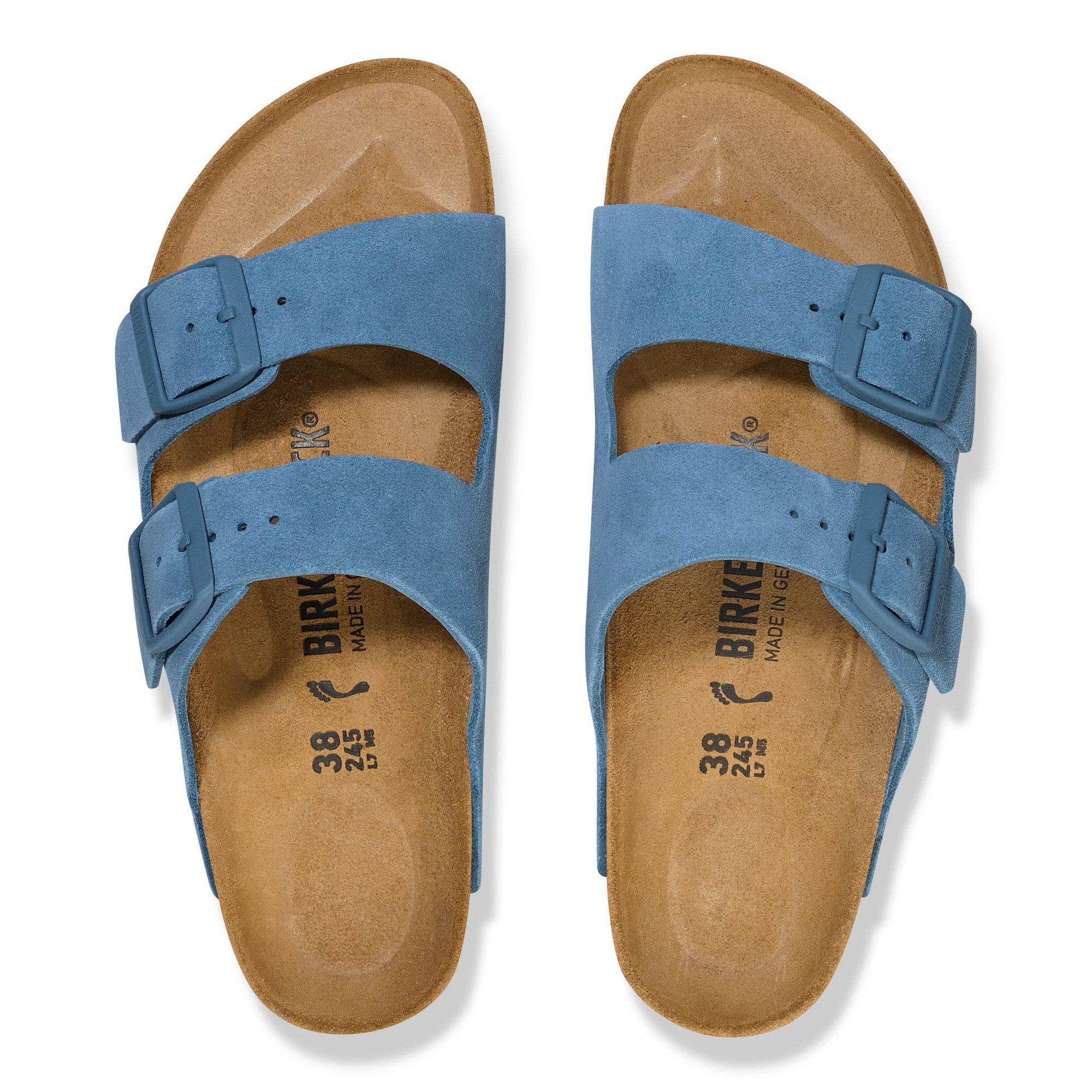 Birkenstock Arizona Ladies Narrow Elemental Blue Suede Arch Support Buckle Sandals-elevate your sole
