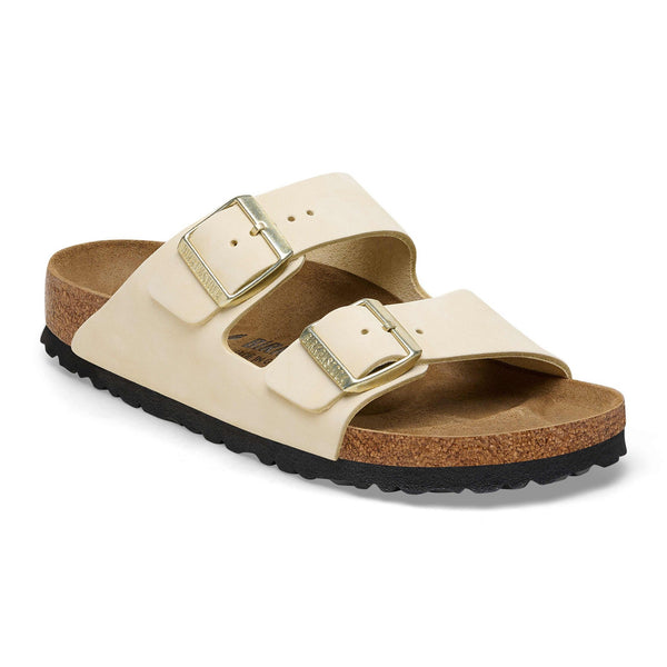 Birkenstock Arizona Leather Ladies Narrow Ecru Nubuck Arch Support Buckle Sandals-elevate your sole