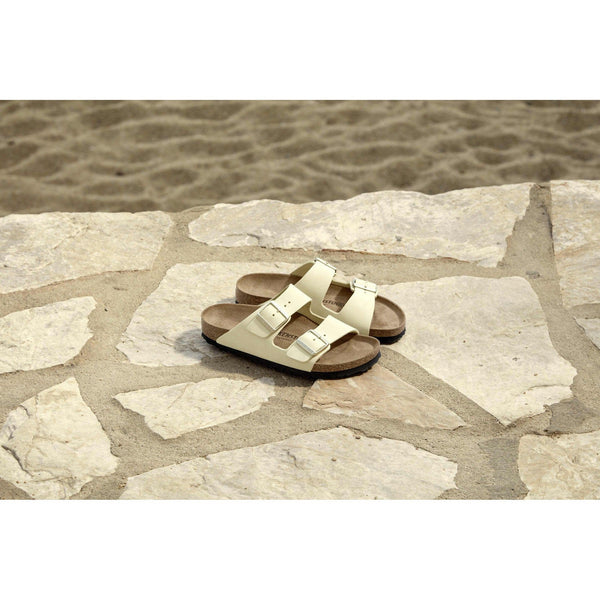 Birkenstock Arizona Leather Ladies Narrow Ecru Nubuck Arch Support Buckle Sandals-elevate your sole