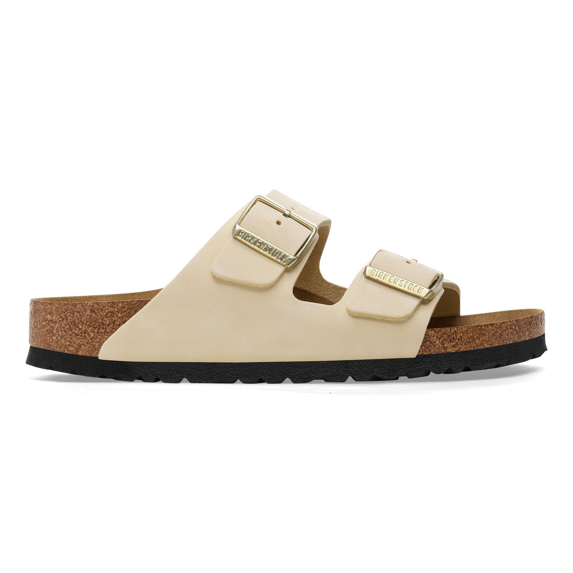 Birkenstock Arizona Leather Ladies Narrow Ecru Nubuck Arch Support Buckle Sandals-elevate your sole