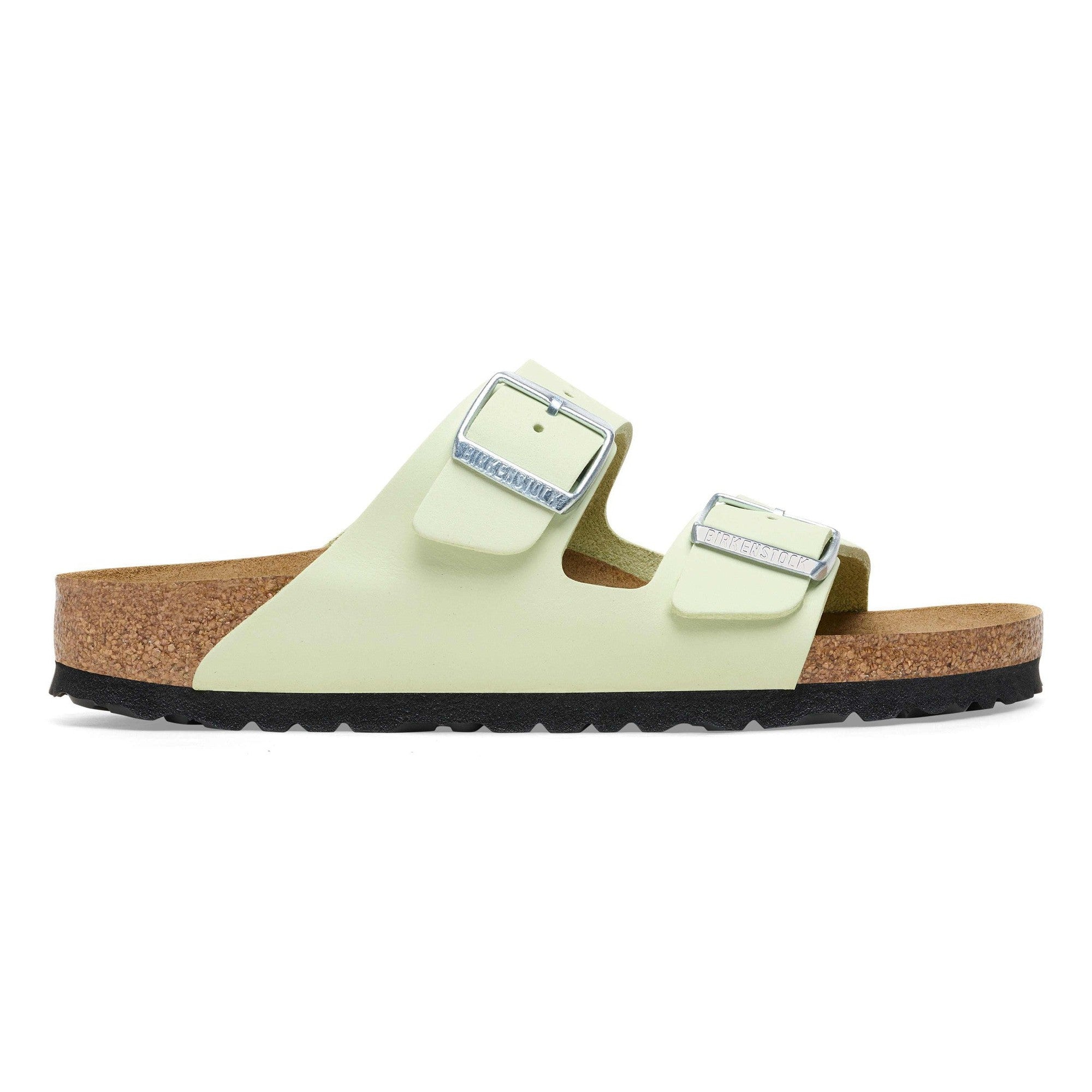 Birkenstock Arizona Leather Ladies Narrow Faded Lime Nubuck Arch Support Buckle Sandals-elevate your sole