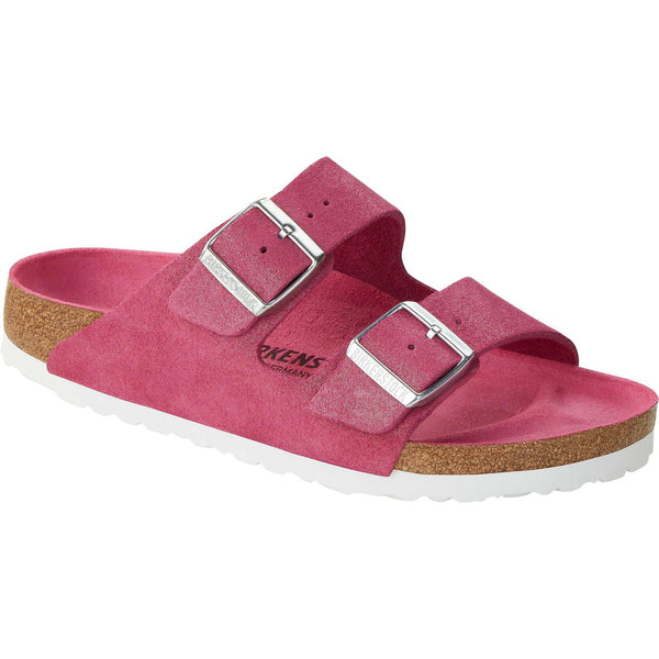 Birkenstock Arizona VL Shimmering 1024218 Ladies Fuchsia Tulip Suede Arch Support Slip On Sandals-elevate your sole