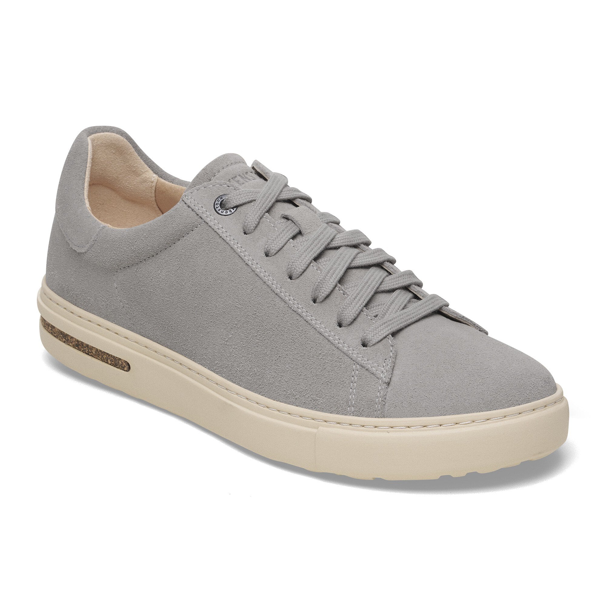 Birkenstock Bend Low Ladies Stone Coin suede lace-up trainers with arch support and casual low profile design.