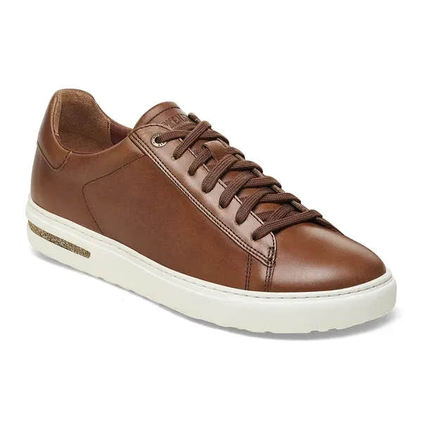 Birkenstock Bend Low Leather unisex cognac lace-up shoes with arch support, casual athletic style.