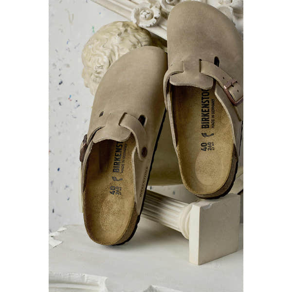 Birkenstock Boston 960811 Ladies Tobacco Brown Leather Arch Support Slip On Shoes-elevate your sole