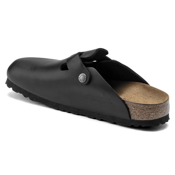 Birkenstock Boston Mens Black Leather Arch Support Slip On Mules-elevate your sole