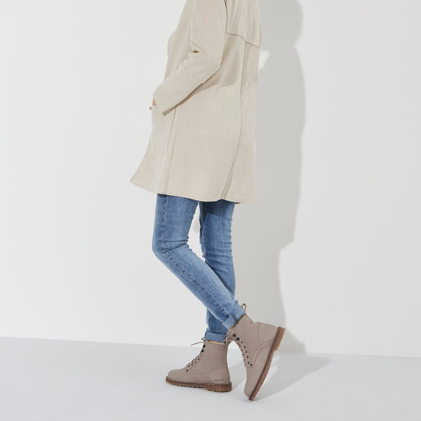 Birkenstock Bryson Shearling Ladies Beige Nubuck Arch Support Lace Up Ankle Boots-elevate your sole